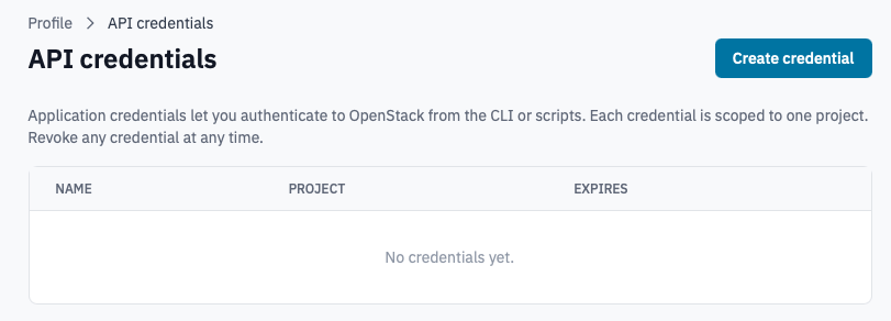Create credentials.