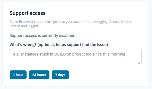 Support access.