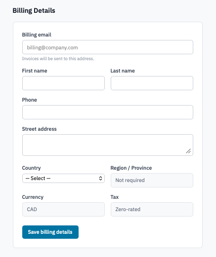 Billing Details