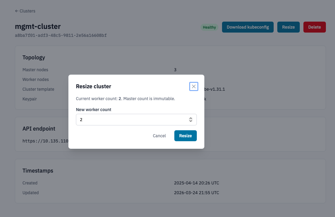 Resize Cluster