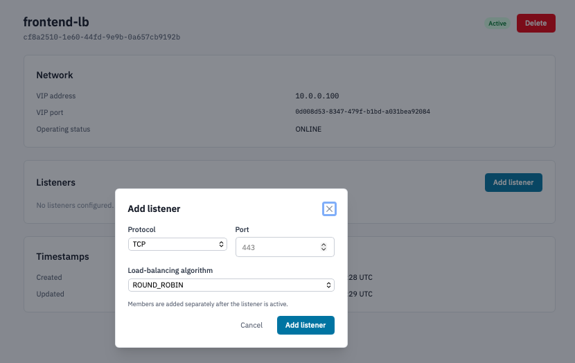 Add Listener Form