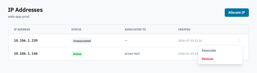 Release Floating IP