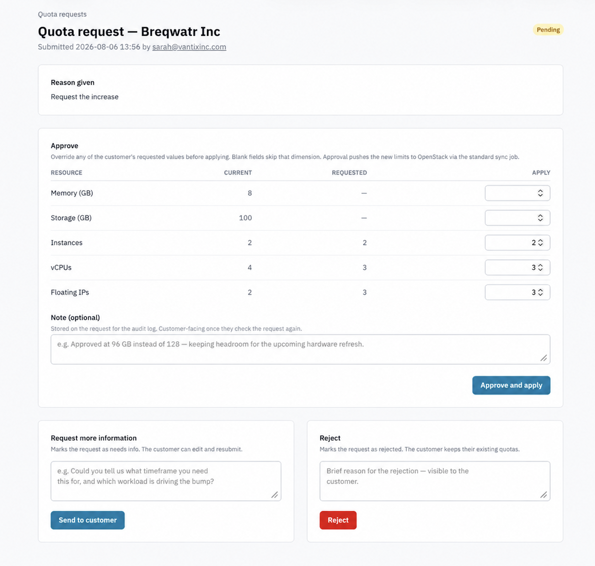 Edit Request Quota