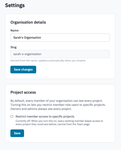 Organization Settings