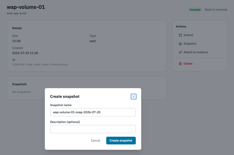 Create Snapshot